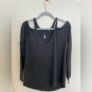 Black Off the Shoulder Thin Long Sleeve